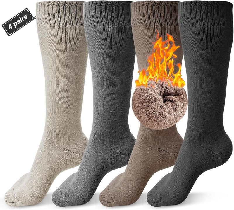 mickee Knee High Socks for Woman, Boot Sock/Long Sock Cotton Thermal Socks for Hiking Skiing Winter Gifts-4pairs - Image 1